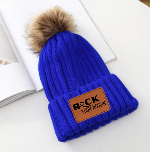 Royal Pom Beanie (Brown/Tan removable Pom)