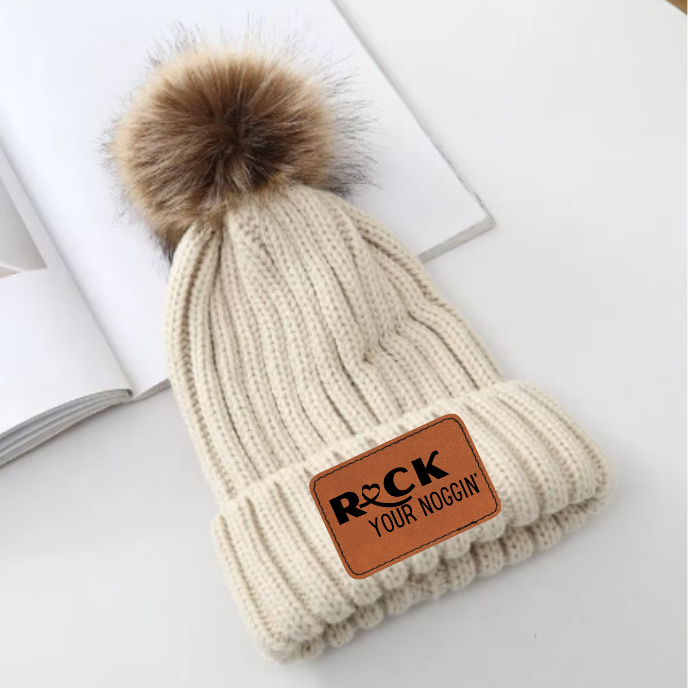 Sand Pom Beanie (Brown/Tan removable Pom)