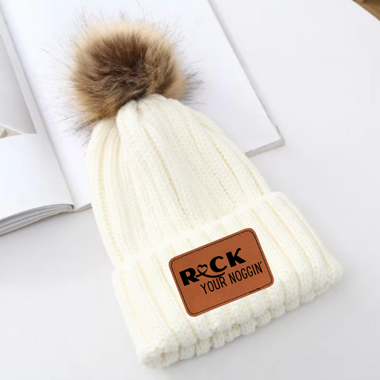 Cream Pom Beanie (Brown/Tan removable Pom)